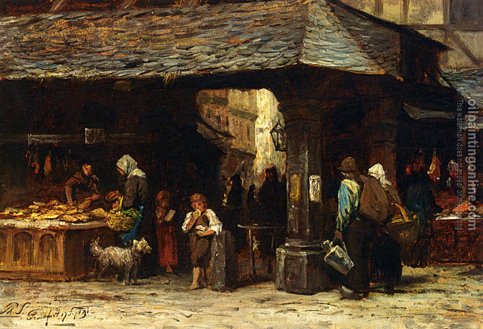 Philippe Lodowyck Jacob Sadee - Frederik A Market Scene In Frankfurt